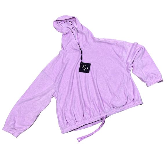 Ava & Viv Women's Plus Size Purple Long Sleeve Terry Hooded Sweatshirt - X - NWT - Picture 1 of 7
